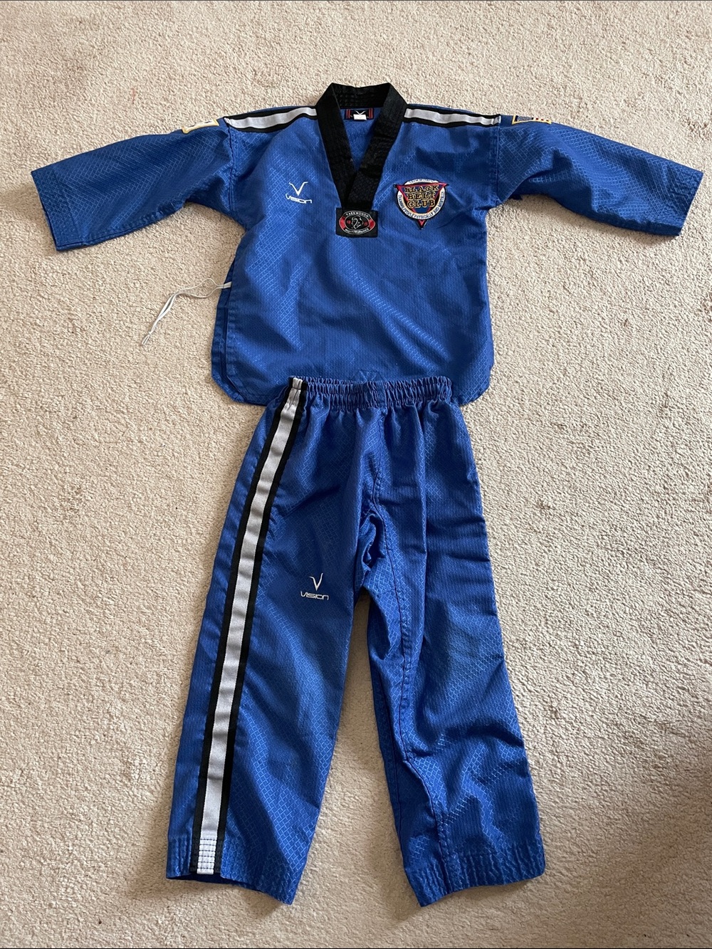 Kids Blue Taekwondo Training Uniform Set